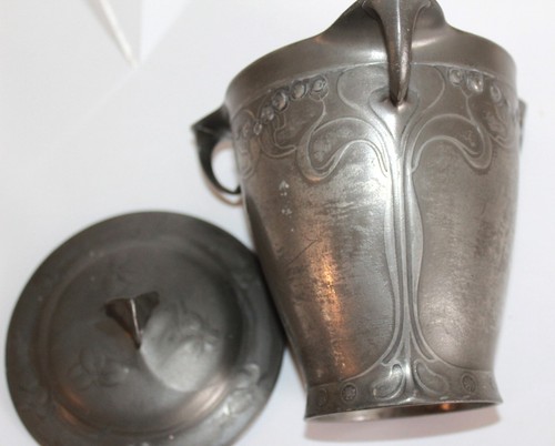 KAYSERZINN 4334 ART NOUVEAU BISCUIT /COOKIE JAR DESIGNED BY HERMANN FAUSER - Picture 7 of 9