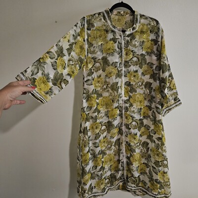 Stunning Sheer Flowered Beaded Indian Style Dress. Loungewear Beach Cover-up Euc | eBay Stunning Sheer Flowered Beaded Indian Style Dress. Loungewear Beach Cover-up Euc | eBay