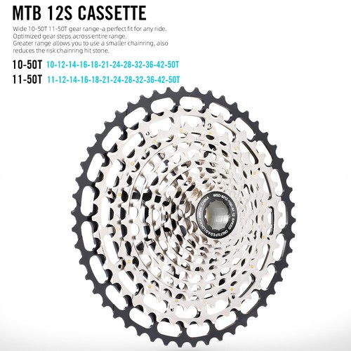 10-50T/11-50T 12 Speed MTB Cassette Bike Freewheel Mountain Chains For XD HG - Picture 10 of 51