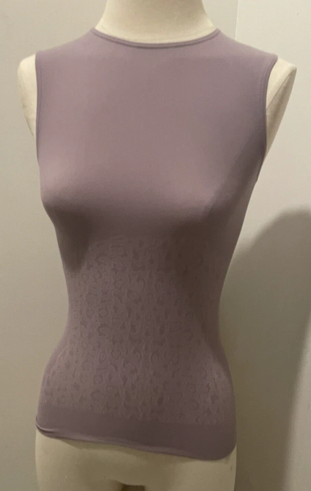 Wolford Cheetah Top Color: Lavender Mist/White Size: Extra Small  52738 - 17