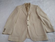 John Blair Linen Hopsack Blazer Men's 42 43 R Oatmeal Lined Vented Vtg 70s-80s