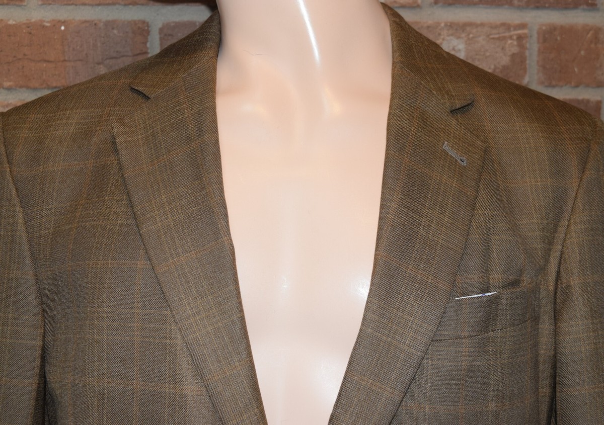 ジャケット・アウター Granhiert dark brown wool silk serge Jos A Bank Signature Collection Blazer 39R Brown Wool Silk
