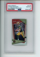 2022 Panini Legacy Aaron Rodgers #UL-25 Under the Lights Mini Ruby 18/50 PSA 10