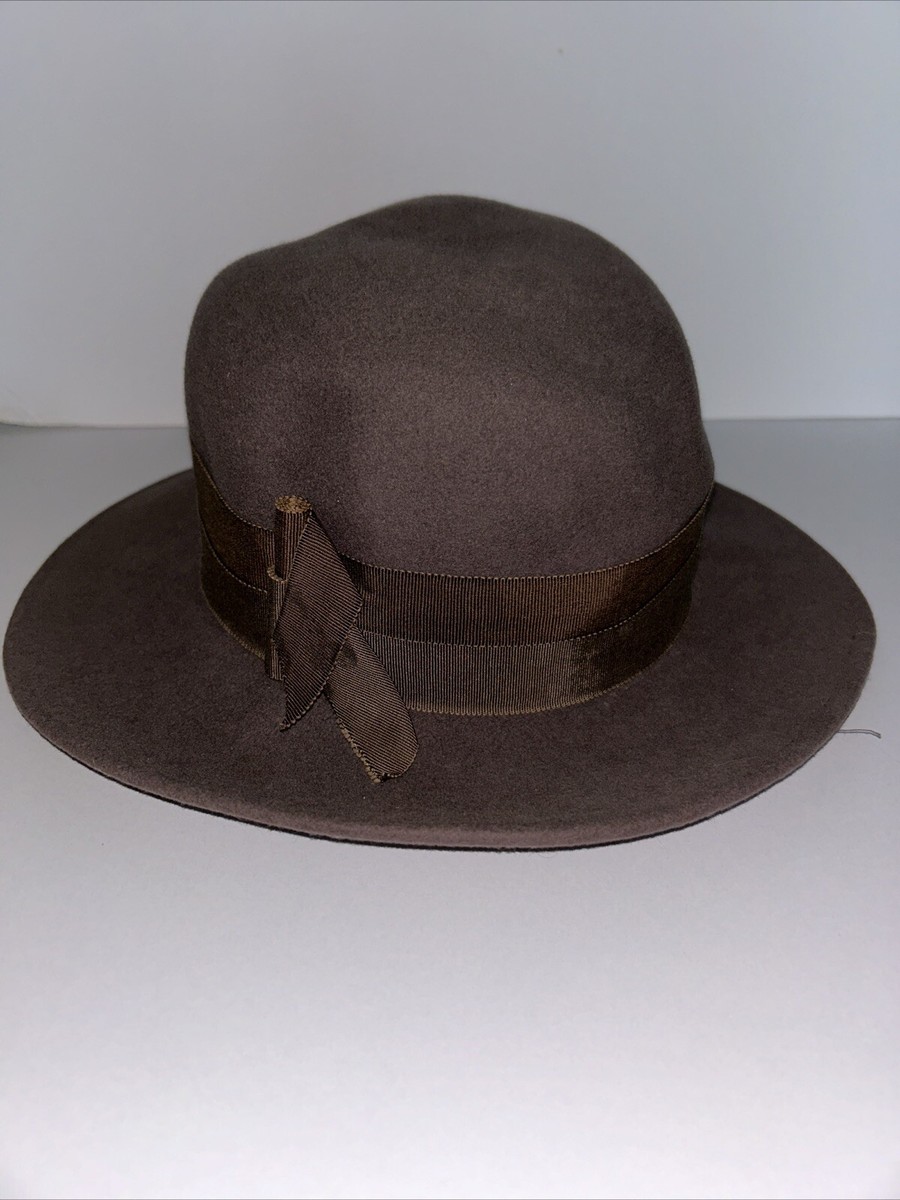 Vintage ADOLFO II Excello Wool Gaucho Bolero Fedora Bowl Top 