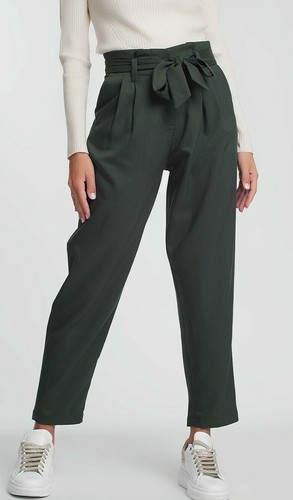 Pantaloni donna vita alta invernali sportivi larghi classici casual verde  da L | eBay