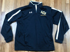 Under Armour Jacket Mens Medium Black Loose Long Sleeve Full Zip Athletic Logo