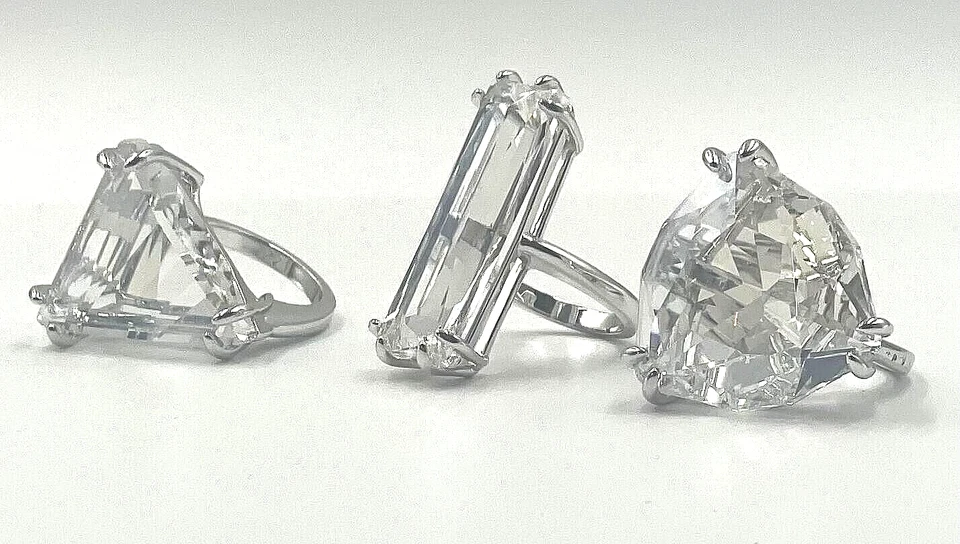 Swarovski Mesmera Cocktail Ring Set of 3 White Crystal Rhodium Plated 5610385 - Image 2 of 4