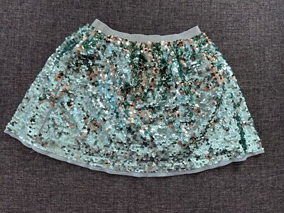 H&M Girls Mermaid Green Sequin Short Skirt Size 8-9Y Euro 134