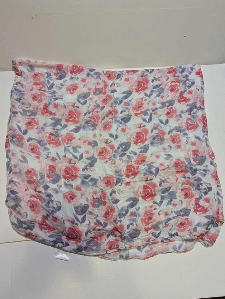 Aden + Anais Soft Bamboo Viscose Swaddle Baby Blanket White Label Red Roses 47" - Image 3 of 4