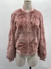 Elizabeth & James Size S Ellington Rabbit Fur Bomber Jacket In Dahlia 317fj007a