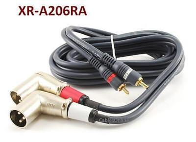 6ft 2-XLR 3C Right-Angle Female to 2-RCA Male Stereo Audio Cable XR-A106RA