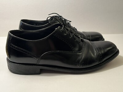 Bostonian Cap Toe Black Leather Dress Shoes Derby Style  display picture 1