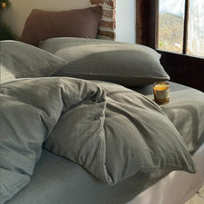 Nsnlgsgc 100 Muslin Cotton Textured Duvet Cover Queen Size Linen Like 2-Layer