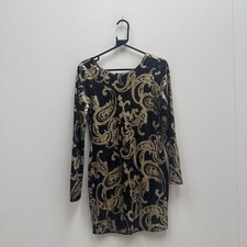 Pilot Gold & Black Sequin Bodycon Dress Size 10