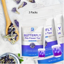 3Pack Butterfly Pea Blue Organic Tea Dried Flower Natural Herbal Pure Drink 100 