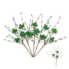 5PCS St. Patrick's Day Decorations Wooden Shamrock Ornaments Floral Green