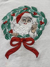 VTG 60’s UGLY Christmas Tultex Embroidered Sweater/Sweatshirt USA Made Santa/Bow