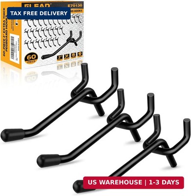 ELEAD 60-Piece 2 Inch Extra Thick Pegboard Hooks, Heavy Duty Peg Board Organizer