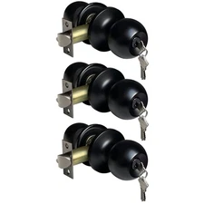 3 Pack BESTTEN Keyed Entry Door Knob, Entrance Door Lock, Keyed Different, St...