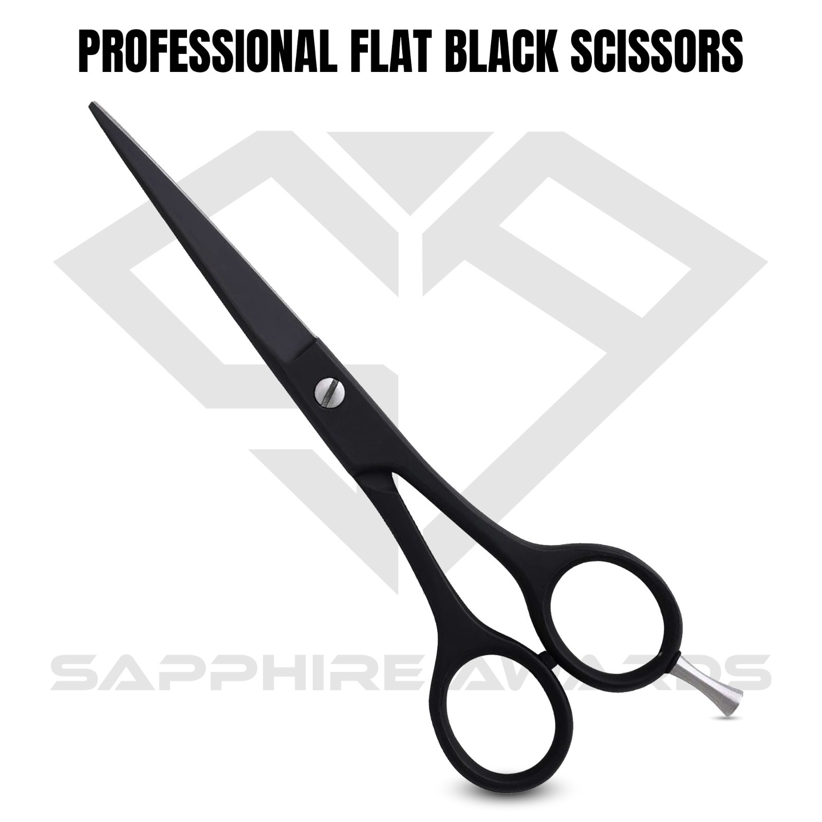 Professional Flat Black Hair Cutting Scissors 6"Inch Barber Salon Styling Shears