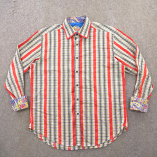 Robert Graham Shirt Mens Extra Large Red Gray Geometric Print Button Flip Cuff