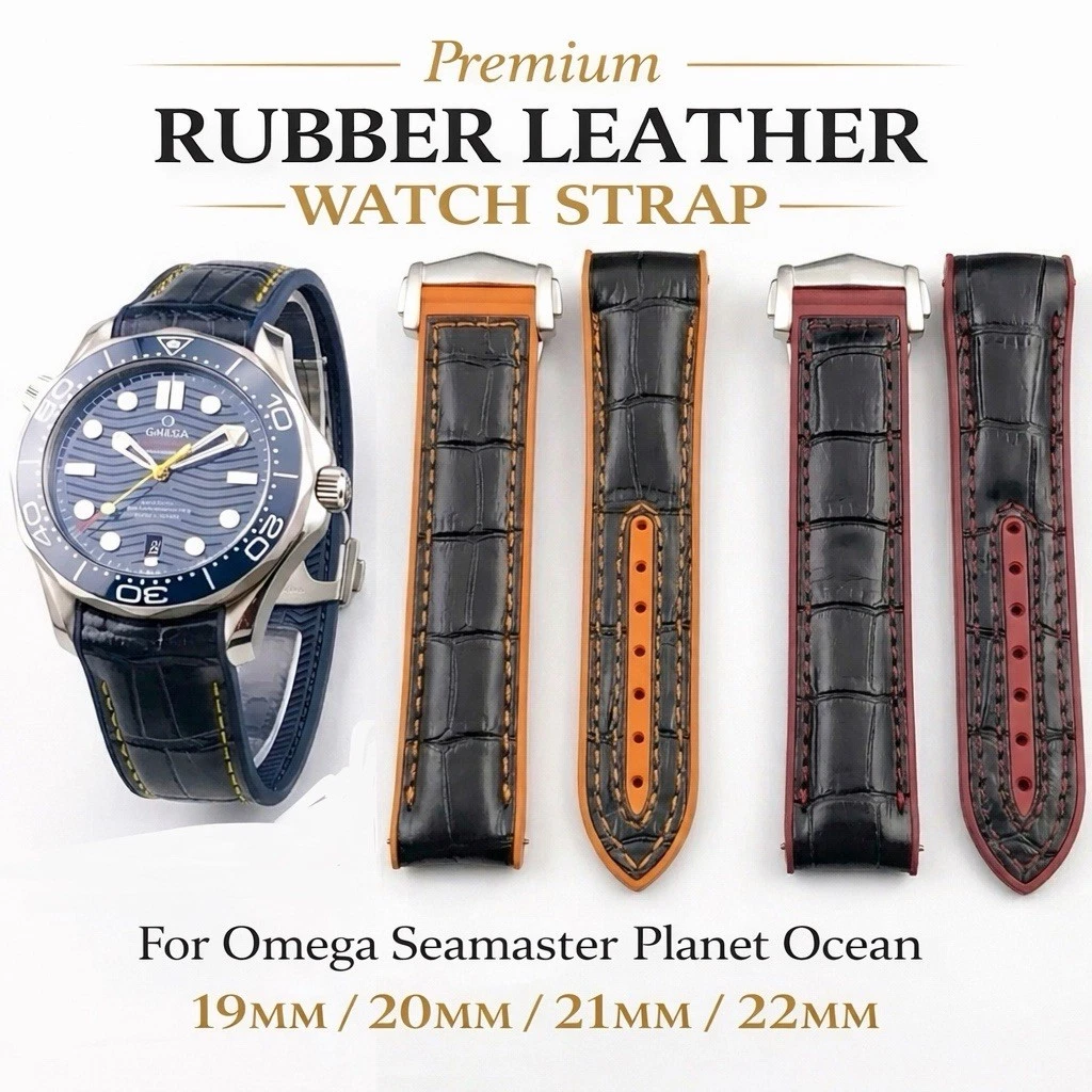 Omega Seamaster Planet Ocean Rubber Leather Watch Strap 19mm 20mm 21mm 22mm