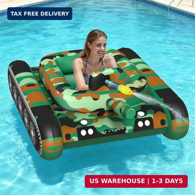 #ad JOSEN Inflatable Tank Pool Float Swimming Pool Floaties Tank with Water Cannon $65.80