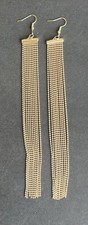 Golden Extra Long Chain Tassel Fringe Dangle Drop Earrings 7" lightweight