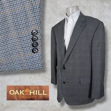 Oak Hill Blazer Jacket Mens 54R Blue Brown Check Wool Windowpane