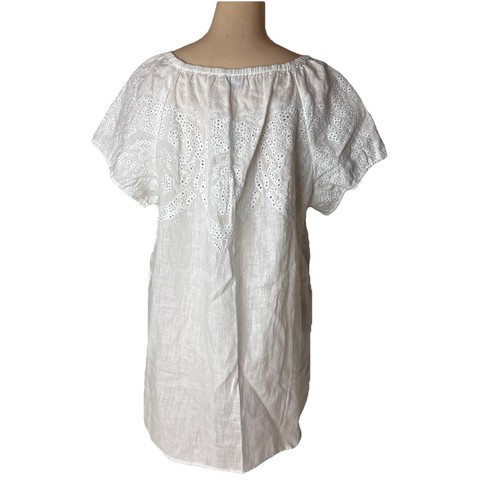 NWT J. JILL white eyelet peasant top size XL cottagecore linen beachy - Picture 6 of 14