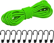 1/8" Bungee Shock Cords with Hooks,65 Feet Elastic Nylon Cords Kayak Stretch Str