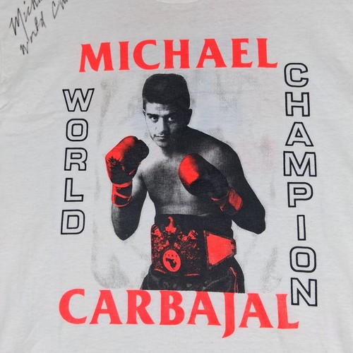 Michael Carbajal Boxing Promo Shirt Screen Stars Single Stitch SIGNED AUTOGRAPH - Picture 3 of 15