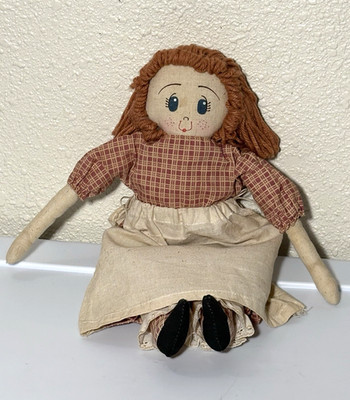 Vintage 14  Handmade Cloth Raggedy Ann Doll