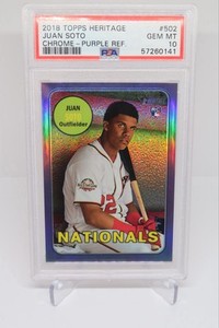 その他 2018 Topps Her Purple Ref Juan Soto PSA9 Juan Soto 2018 Topps Heritage #THC-502 Purple Hot Box