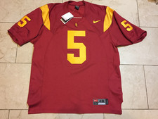 USC Nike authentic cardinal red & gold jersey size 48 # 5 TB Reggie Bush