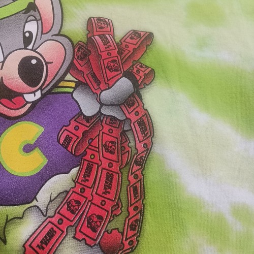 Vtg 90s Chuck E Cheese Green Tie Dye Pizza Ticket Graphic T Shirt Youth Sm 6/8 - Picture 6 of 17