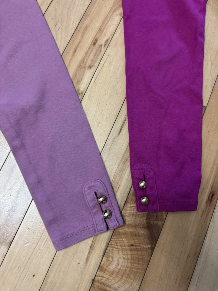 Janie And Jack Talla 5 Lote De 2 Pantalones Ponte Rosa Magenta Dorado Botones Elegante Usado en Excelente Condición Foto 2 de 2