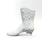 Vintage Fenton Milk Glass Button & Daisy Boot Vase Hat Pin Holder 4”