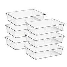 6 Pack Drawer Organizer - 6" X 9" Plastic Storage Bins, Acrylic 6" x 9"
