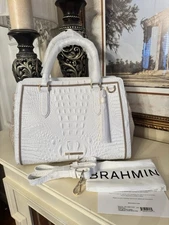 NWT BRAHMIN Women's Colada Small Finley Satchel Bag Sea Salt White New