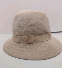 Vintage Kangol Furgora Wide Brim Hat Made in England Beige Plush 20.5