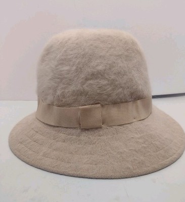 Vintage Kangol Furgora Wide Brim Hat Made in England Beige Plush 20.5 
