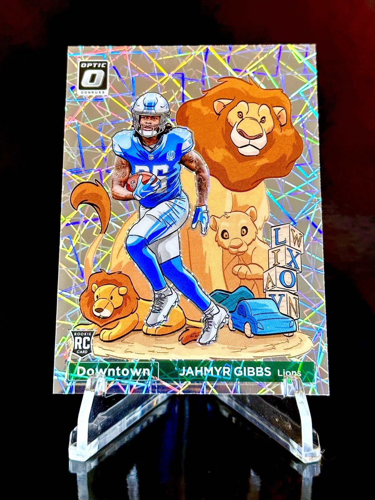 2023 Donruss Optic DOWNTOWN Jahmyr Gibbs #D-11 RC Rookie Detroit LIONS 🔥🤯