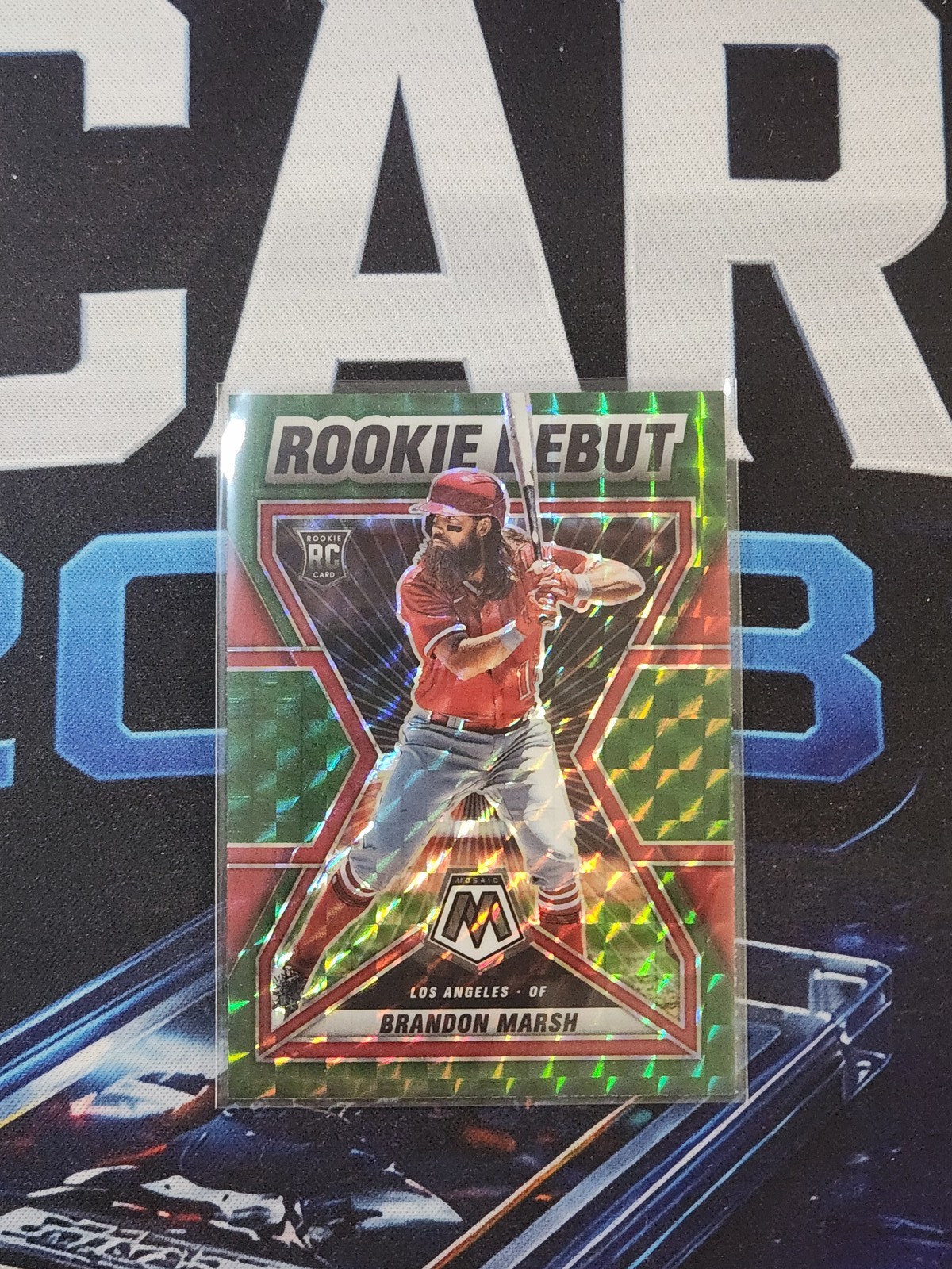 2022 Panini Mosaic #RD-3 Brandon Marsh Rookie Debut Green Mosaic