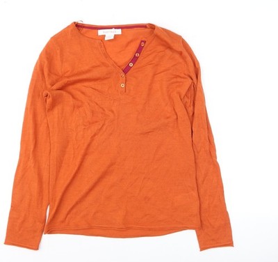 Ellen Tracy Henley-Pullover Damen orange Merinowollmischung Größe S