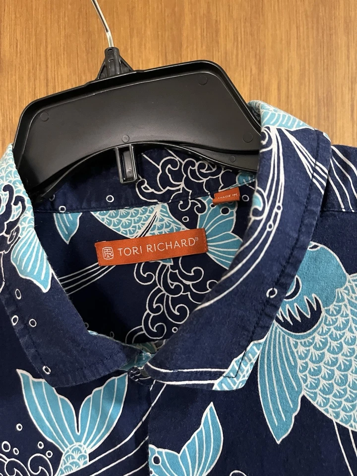Tori Richard Aloha Hawaiian Shirt XL Koi Fish Japan - Image 3 of 4