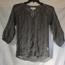 Olive and Oak Women's Sheer Gray Top Size S BOHO,COTTAGE CORE
