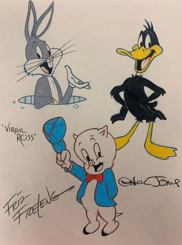 Cartoon Artist Trio GRAIL Sketch Signed 3X w/COA VERY RARE!!!