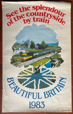 Affiche BEAUTIFUL BRITAIN Splendour of the Countryside Mit Zug 64x101cm 1983