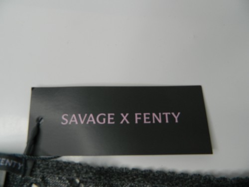 Savage X Fenty Panties Womens Small Black Gray Floral Lace Briefs Underwear NWT - Picture 3 of 5